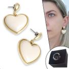 Brinco Coração Dourado Banho Ouro Amor Feminino Mulher