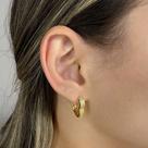 Brinco Coração Grande com 2 Fileiras de Zircônia Banhado em Ouro 18k