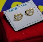 Brinco Coração Ouro 18 Kilates Peso 0.50 Gramas 6 mm