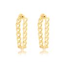 Brinco Corrente Com Fecho Encaixe Folheado A Ouro 18k