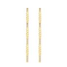 Brinco Corrente Groumet Palitos Cravejados Folheado Ouro