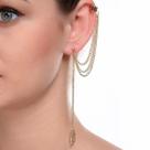 Brinco Corrente Multicamadas Em Folha Dourado Ear Cuff Folha