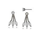Brinco Cristal Ear Jacket Navete Mini Ródio Negro