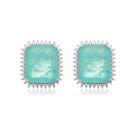 Brinco Cristal Paraíba Fusion 12x14mm e Borda Zircônia Prata Com Ródio Brinco Cristal Paraíba Fusion 12x14mm e Borda Zircônia Prata Com Ródio