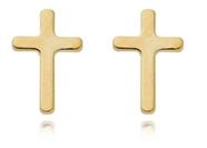 Brinco Cruz Liso Roberta Banhado em ouro 18k