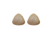Brinco curvo triangular cravejado banhado a ouro - zircônias