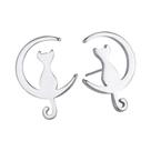 Brinco De Aço Inoxidável Feminino Gato Lunar Estilo Coreano Joia De Orelha Moderna Presente De