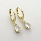 Brinco de Argola Click com Pingente em Gota de Zircônia - Banhado em Ouro 18k