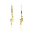 Brinco De Argola Com Pingente Banhado a Ouro 24k Raio Mini Cravejado