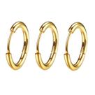 Brinco de Argola Dourado Aço Cirúrgico - 3 unidades
