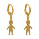 Brinco de Argola Fechada com Pingente de Filho Menino Folheado a Ouro 18k Softjoias