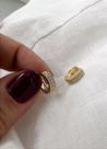 Brinco de argola Mini com zircônias Crown - Banhado a Ouro