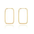 Brinco De Argola Retangular 2.2 cm De Ouro 18k Brinco De Argola Retangular 2.2 cm De Ouro 18k
