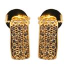Brinco de argola retangular cravejado de zircônia banho em ouro 18k Brinco de argola retangular cravejado de zircônia banho em ouro 18k