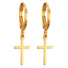 Brinco de Argolinha Com Pingente de Cruz Banhado a Ouro 18k