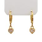 Brinco de Argolinha Ponto de Luz Coração Zircônia Folheado a Ouro 18k