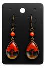 Brinco De Arvore Resina Vermelho Cabochon Boho Chic Artesanal