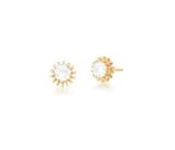 Brinco de flor com cristal banhado a ouro