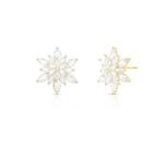 Brinco de Flor com Pétalas em Navete de Cristal Banhado a Ouro - Zircônia