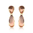 Brinco De Gota Cor Morganita Folheado A Ouro 18k