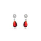 Brinco De Gota Cravejada Cristal + Vermelho Prata Brinco De Gota Cravejada Cristal + Vermelho Prata