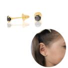Brinco de Ouro 10K 416 Zircônia 2,5mm para Recém Nascidos, Bebês, Crianças e Adultos