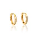 Brinco de Ouro 10k Argola com Zircônias