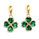 Brinco de ouro 18 k Trevo Perdra 4mm .