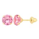Brinco de Ouro 18K 750 com Pedra Zircônia de 5mm Adulto Infantil