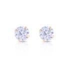 Brinco De Ouro 18k 750 Com Zirconia Redonda De 7mm