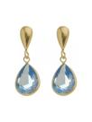 Brinco De Ouro 18k 750 Gota Com Zircônia Em Gota Azul Claro