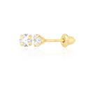 Brinco de Ouro 18k 750 Pedrinha 3mm Infantil Bebê Recém-nascido Branco