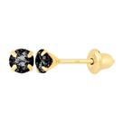 Brinco de Ouro 18k 750 Pedrinha 3mm Infantil Bebê Recém nascido segundo furo adulto