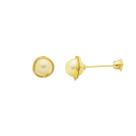 Brinco De Ouro 18k 750 Pérola 5mm Feminino Infantil