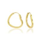Brinco de ouro 18k Argola Coração mini 1,2CM