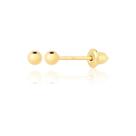 Brinco de Ouro 18k Bolinha 2,5mm Infantil Criança Recém-nascido