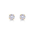 Brinco De Ouro 18K Infantil 2 Furo Cartilagem Pedra Zirconia 4mm