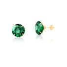 Brinco De Ouro 18k Pedra Verde Esmeralda Zircônia
