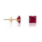 Brinco de Ouro 18k Pedra Zircônia Quadrada de 5mm