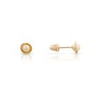 Brinco De Ouro 18k Pérola Natural 3mm Rococó Infantil Bebê