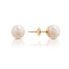 Brinco De Ouro 18k Pérola Natural 6mm Infantil E Adulto