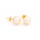 Brinco De Ouro 18k Pérola Natural 7mm Infantil E Adulto