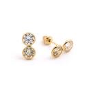 Brinco de Ouro 18K Zircônias Dupla 10mm Romeu e Julieta - Infantil e Juvenil