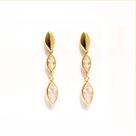 Brinco De Ouro 18k Zircônias Navetes Penduradas Brinco De Ouro 18k Zircônias Navetes Penduradas