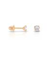 Brinco De Ouro 18k750 Infantil Com Zirconia Redonda De 3mm
