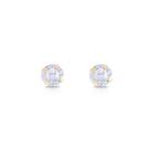 Brinco De Ouro com Pedra Zirconia 4mm 18K Infantil 2 Furo Cartilagem