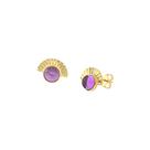 Brinco de Pedra Natural Ear Cuff Ametista folheado a ouro 18k Brinco de Pedra Natural Ear Cuff Ametista folheado a ouro 18k