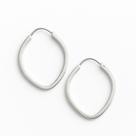 Brinco De Prata 925 Argola Oval 2,5cm Fio Quadrado Feminino