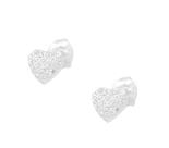 Brinco De Prata 925 Feminino 7mm Coração Cravejado