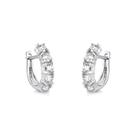 Brinco de Prata 925 Meia Argola com Moissanite
